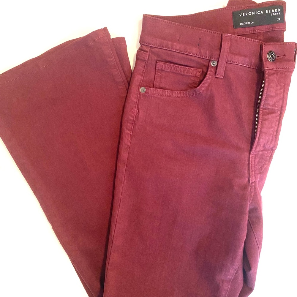 VERONICA BEARD Burgundy Boot-Cut Jeans